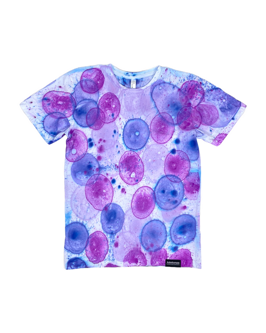 Multi-Color Magenta, Lavender, Blue-Violet Bubble Dyed T-Shirt