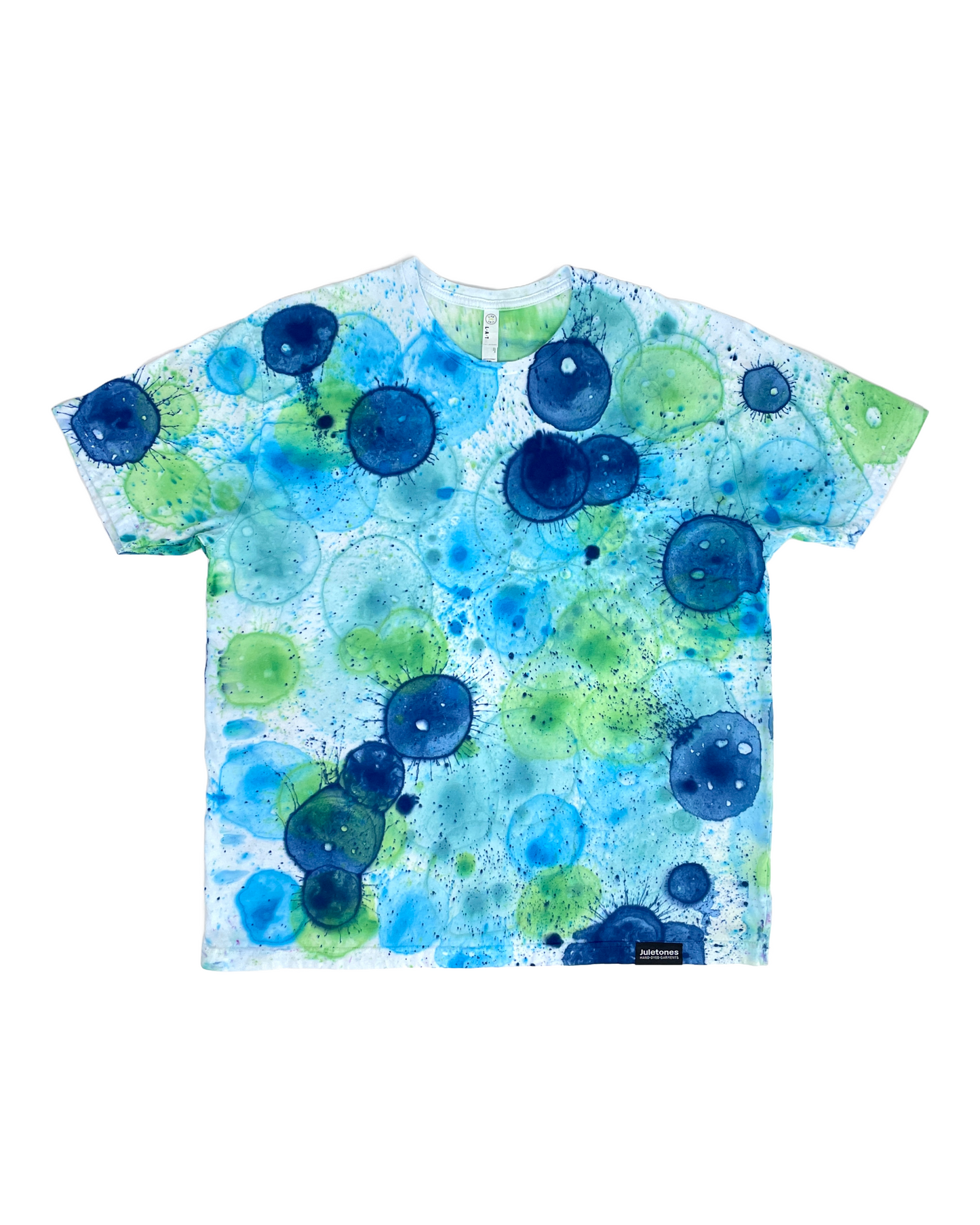 Multi-Color Blue, Green, Teal Bubble Dyed T-Shirt