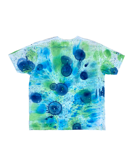 Multi-Color Blue, Green, Teal Bubble Dyed T-Shirt