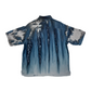 Blue, Gray Short Sleeve Gravity Ice-Dye Button Down