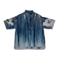 Blue, Gray Short Sleeve Gravity Ice-Dye Button Down