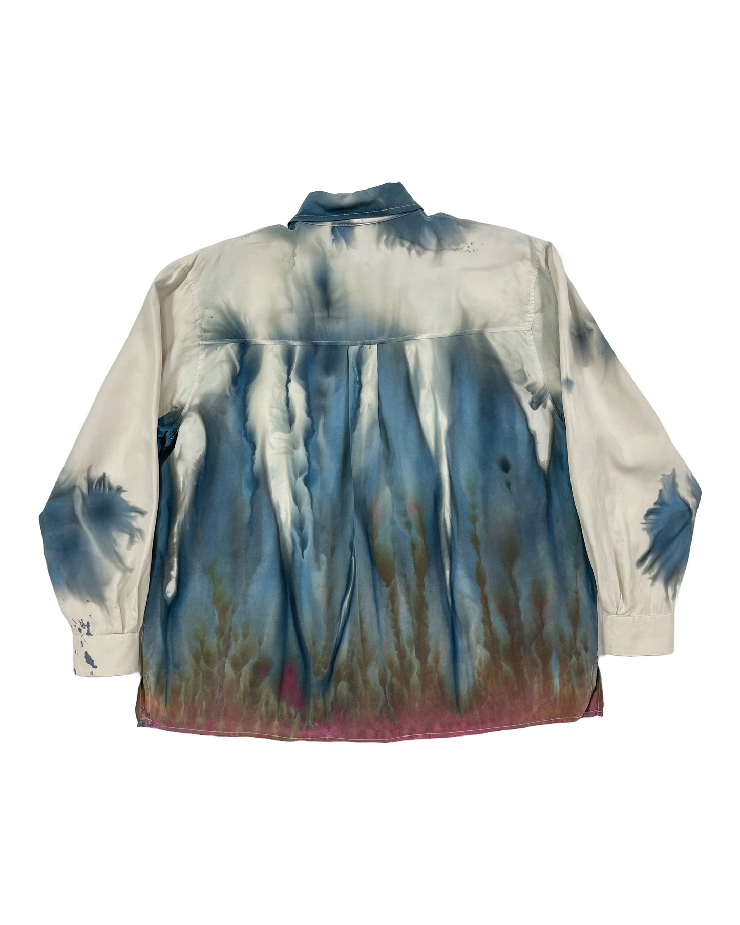 Blue, Green, Pink Long Sleeve Gravity Ice-Dye Button Down