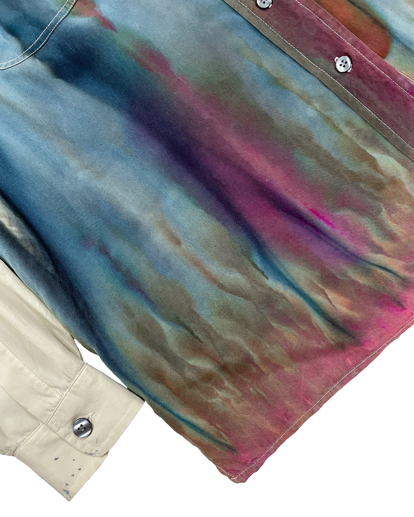 Blue, Green, Pink Long Sleeve Gravity Ice-Dye Button Down