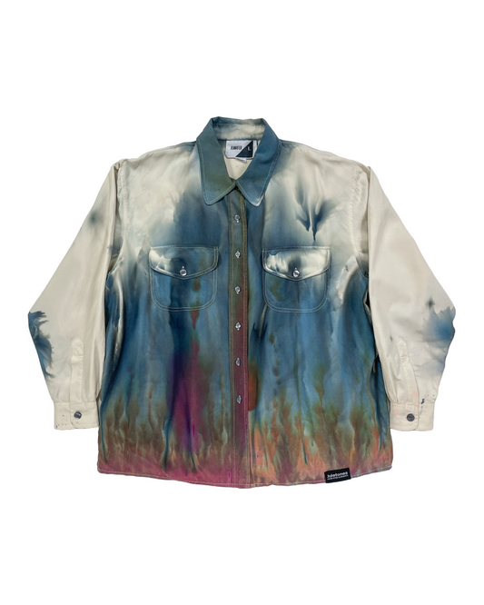 Blue, Green, Pink Long Sleeve Gravity Ice-Dye Button Down