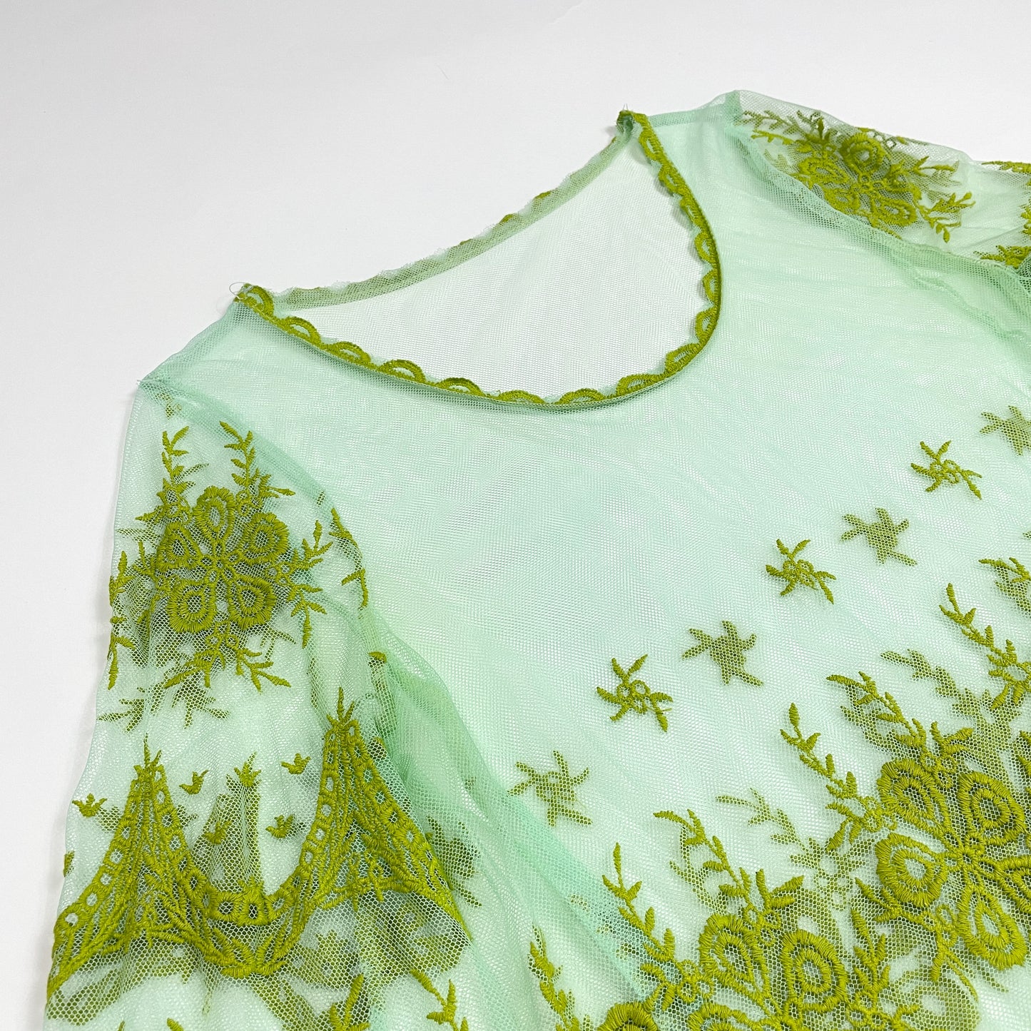 Sheer Green Lace Hand-Dyed Cover-up