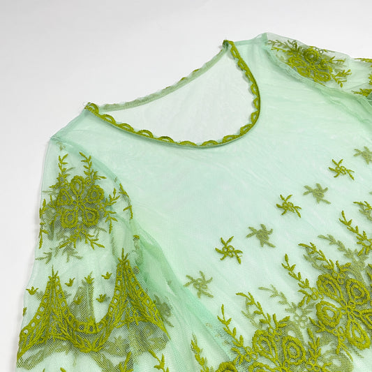 Sheer Green Lace Hand-Dyed Cover-up