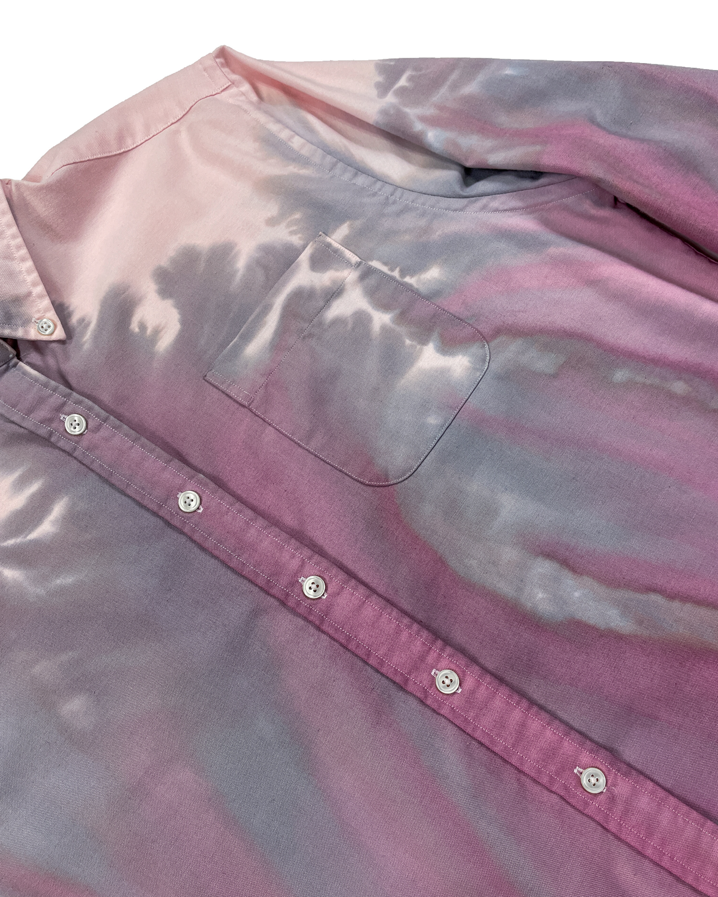 Pink, Gray Long Sleeve Gravity Ice-Dye Button Down