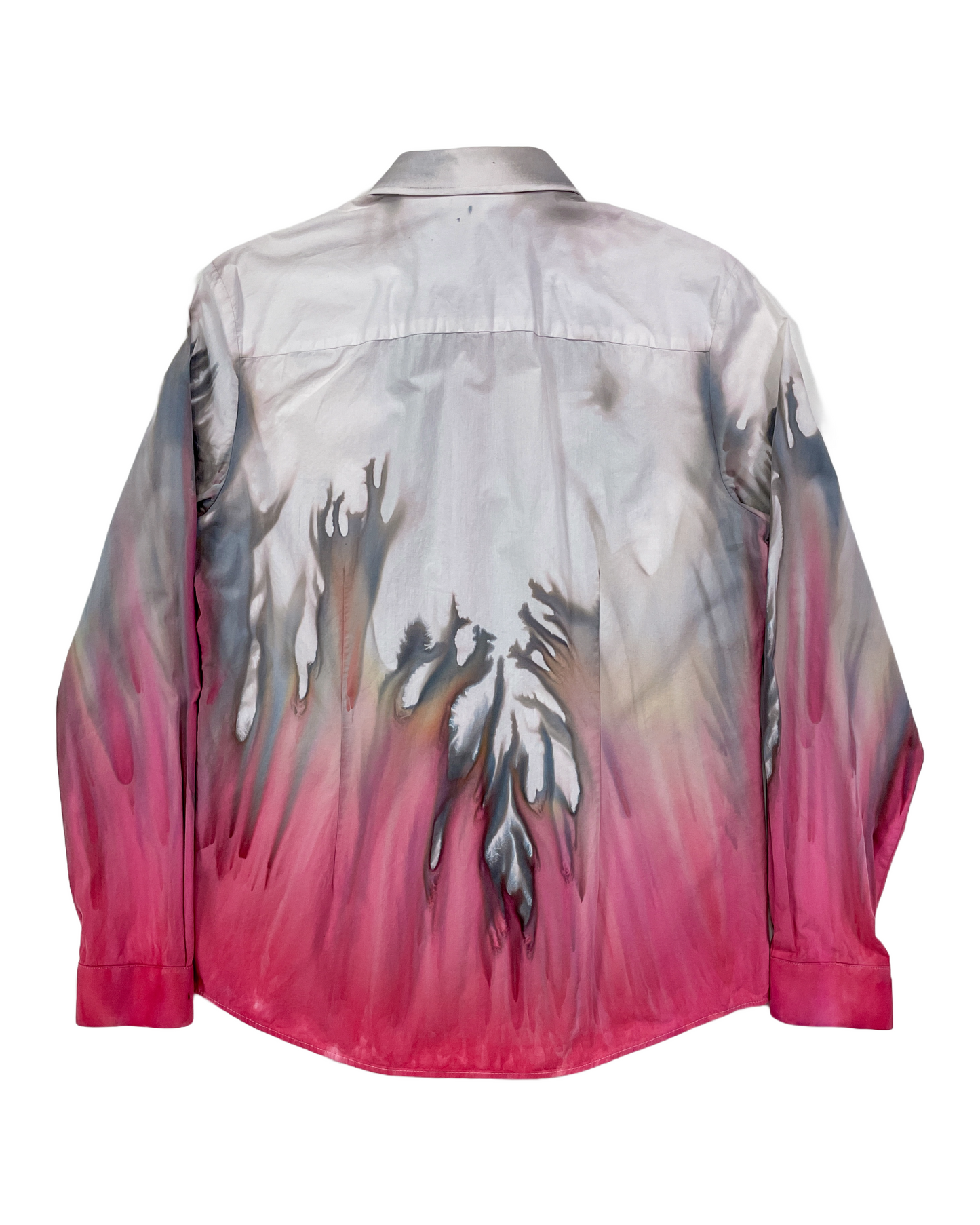 Pink Flames Long Sleeve Gravity Ice-Dye Button Down