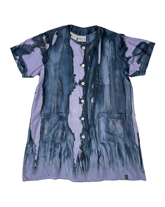 Short Sleeve Gravity Ice-Dye Night Gown Slip Dress