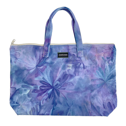 Violet Flowers Hand-Dyed Tote Bag