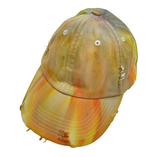 Orange Flames Hand-Dyed Baseball Cap