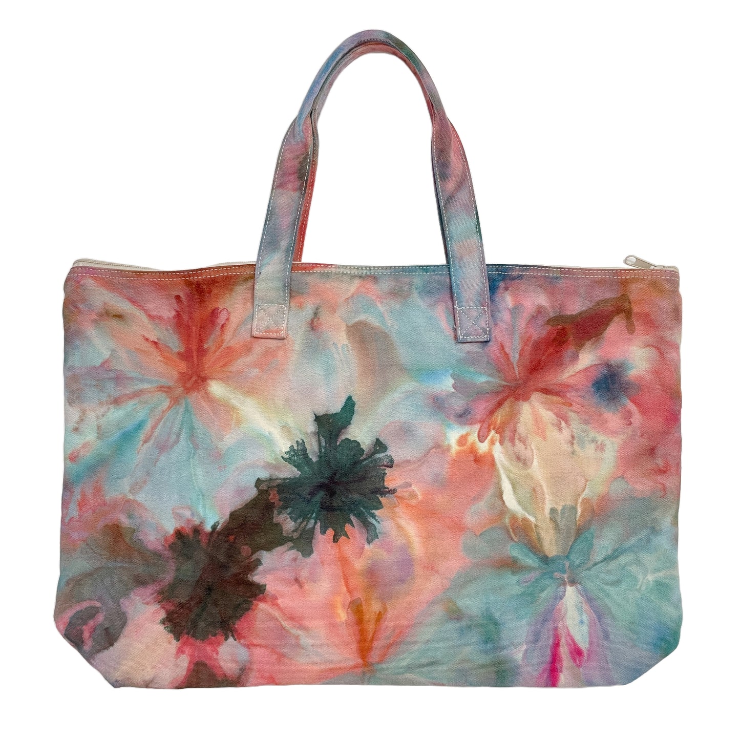 Multi-Color Flowers Hand-Dyed Tote Bag