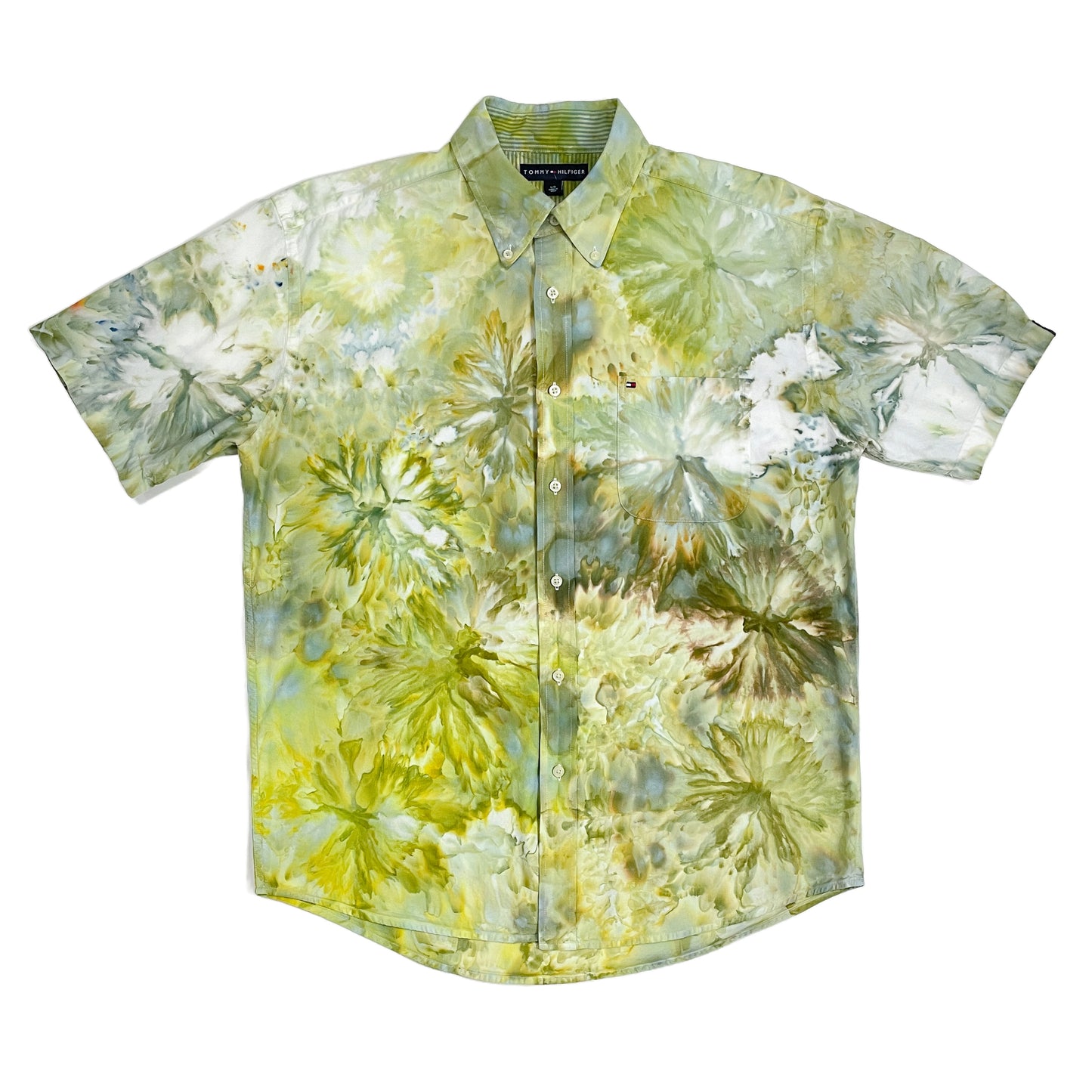 Yellow Green Chrysanthemum Hand-Dyed Button-Down