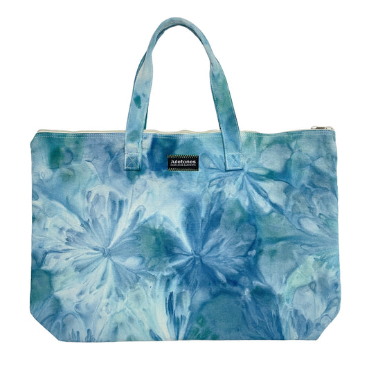 Blue Flowers Hand-Dyed Tote Bag
