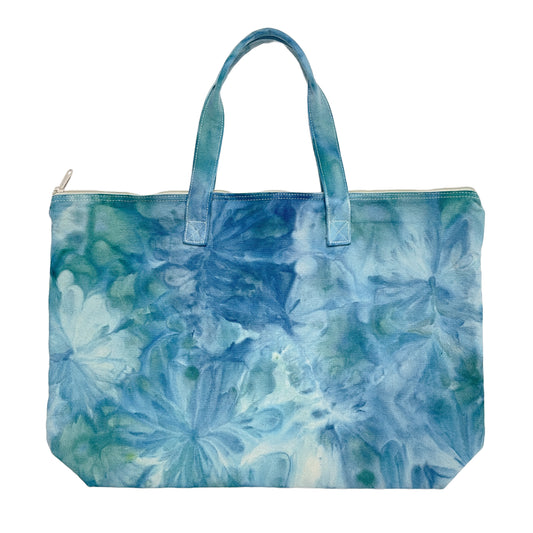 Blue Flowers Hand-Dyed Tote Bag
