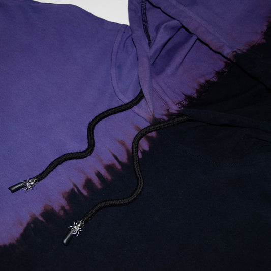 Purple Split-Dye Spiderweb Cropped Hoodie