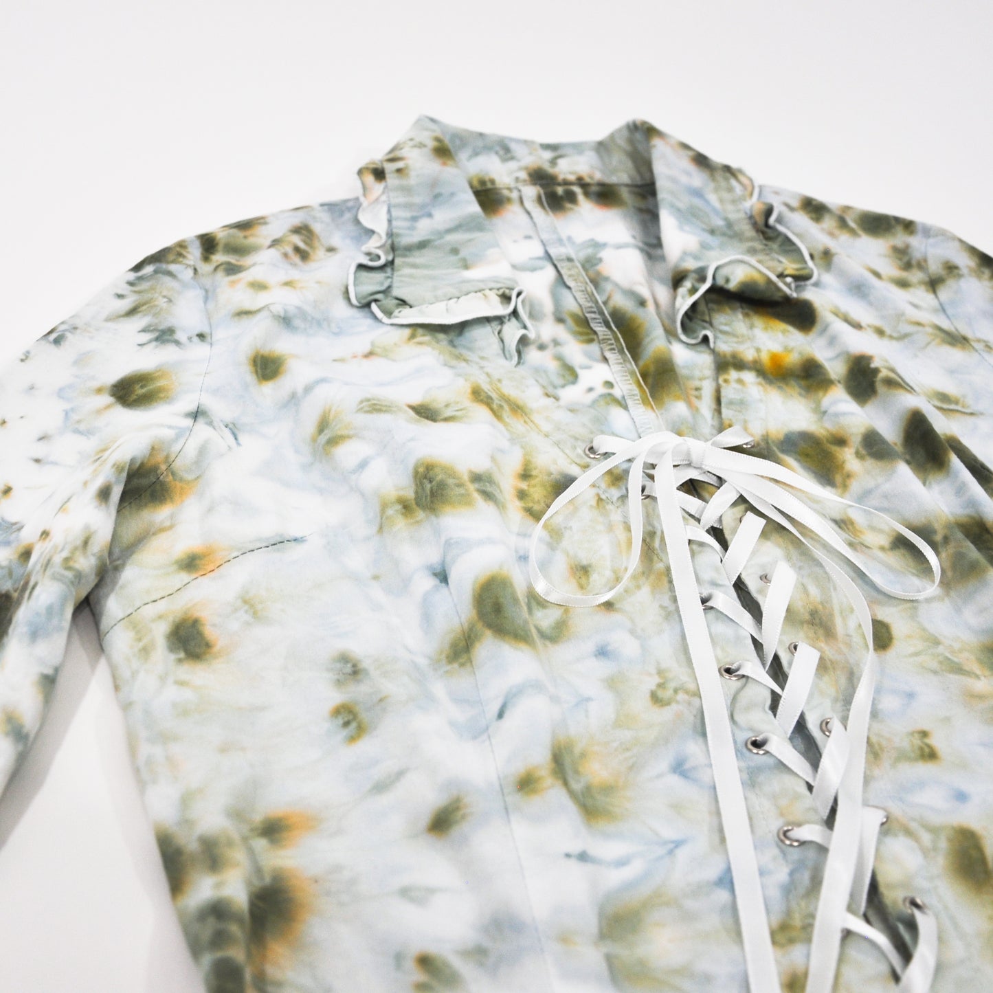 Ice Dyed Lace Up Blouse