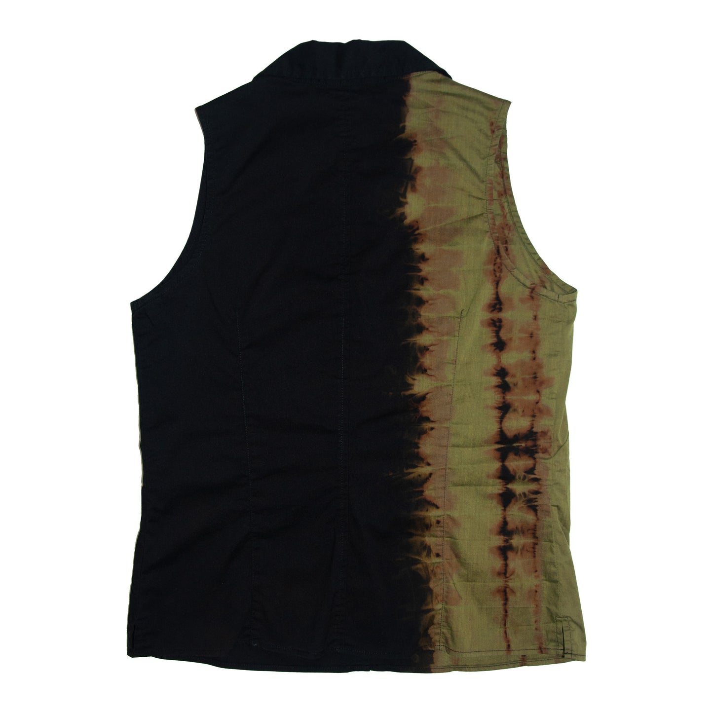 Green Split-Dye Sleeveless Button-Down