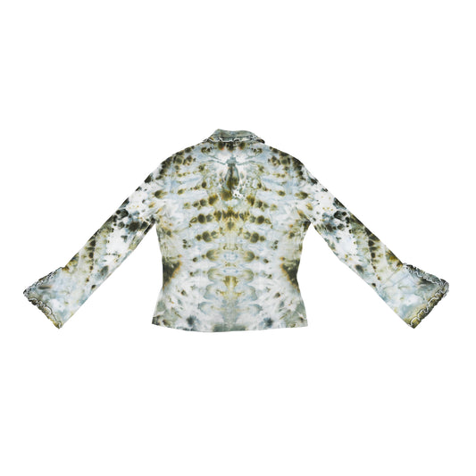 Ice Dyed Lace Up Blouse