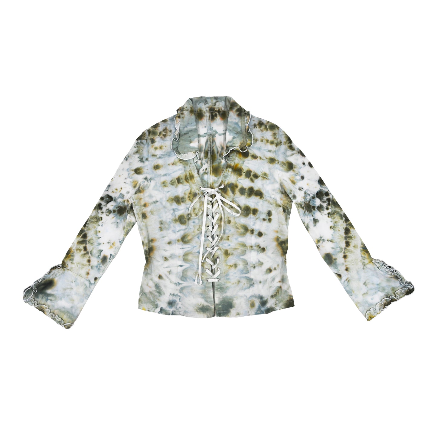 Ice Dyed Lace Up Blouse