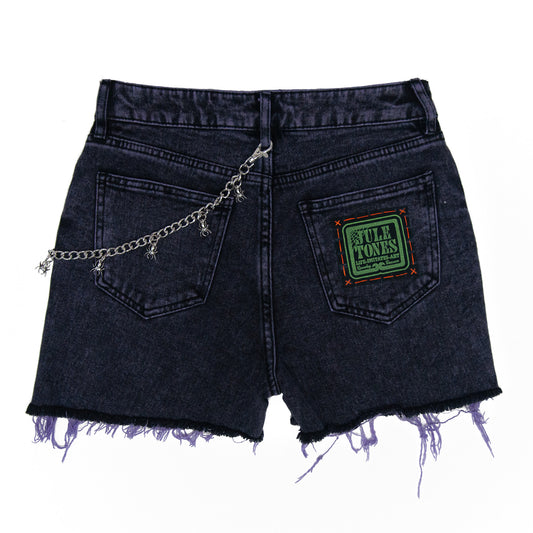 Purple Spiderweb Denim Shorts