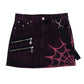 Red Spiderweb Denim Skirt